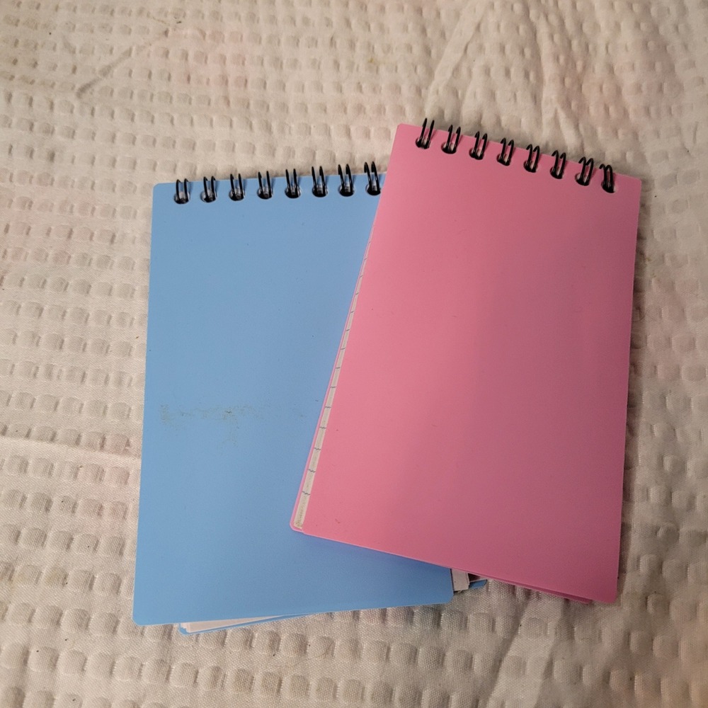 Set of 2 Mini Spiral Pocket Notebooks Blue and Pink Lined Top Bound 3x5 Inch